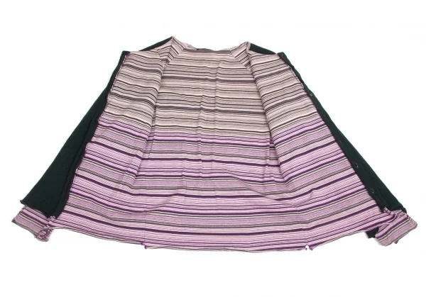 【SALE】ワイズY's マルチボーダーレイヤードカーディガン 緑紫ピンク他3 K-62640_010