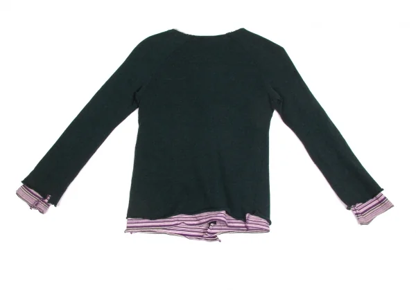 【SALE】ワイズY's マルチボーダーレイヤードカーディガン 緑紫ピンク他3 K-62640_011