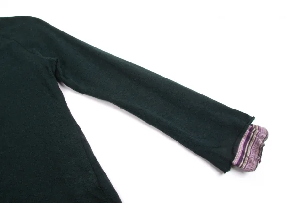 【SALE】ワイズY's マルチボーダーレイヤードカーディガン 緑紫ピンク他3 K-62640_006