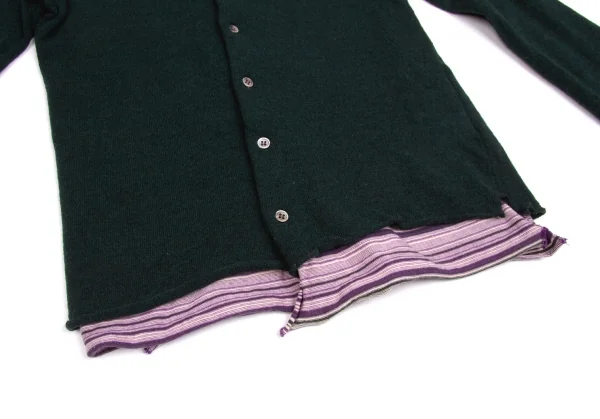 【SALE】ワイズY's マルチボーダーレイヤードカーディガン 緑紫ピンク他3 K-62640_008