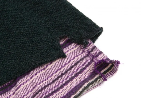 【SALE】ワイズY's マルチボーダーレイヤードカーディガン 緑紫ピンク他3 K-62640_009