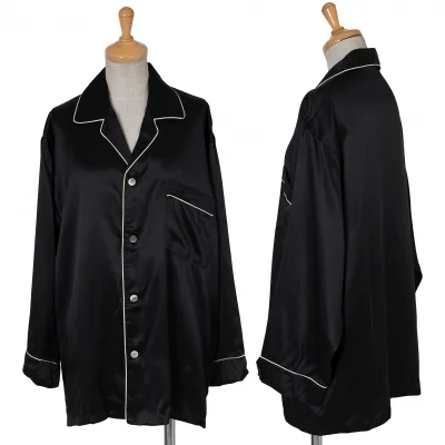 ワイズフォーリビングY's for living パイピングシルクシャツ 黒白