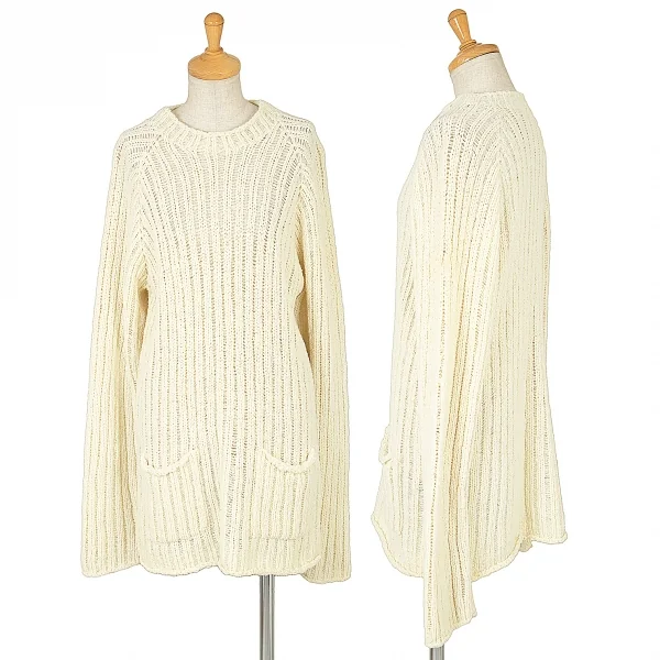 Y's Front Pocket Knit Sweater Cream S~M K-62776_001