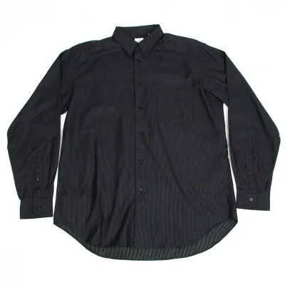 ヨウジヤマモト コスチュームドオムYohji Yamamoto COSTUME D' HOMME コットンストライプ柄ロングシャツ 紺グレー