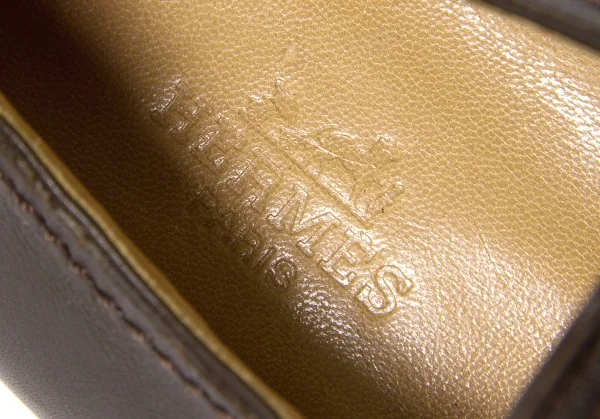 【SALE】エルメスHERMES レザーシューズ 茶35.5(２２.５） K-62882_012