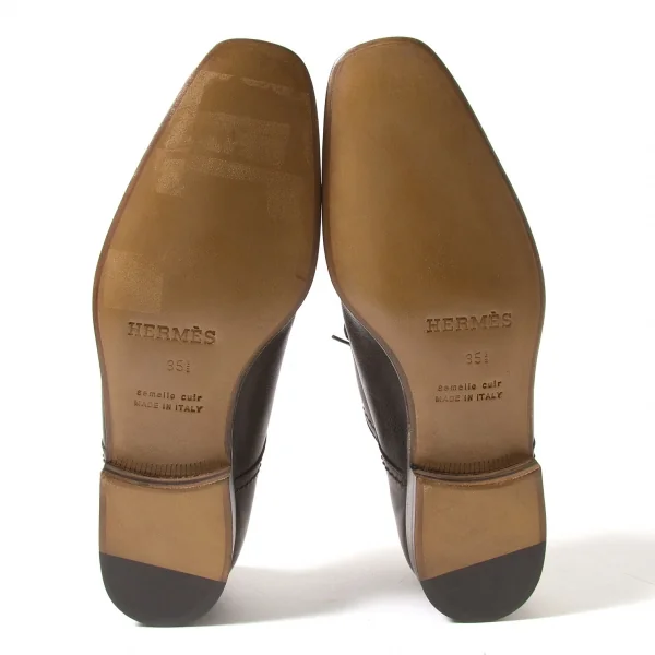 【SALE】エルメスHERMES レザーシューズ 茶35.5(２２.５） K-62882_006