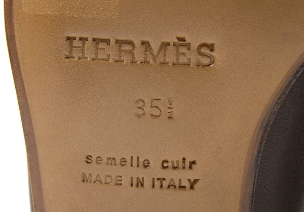 【SALE】エルメスHERMES レザーシューズ 茶35.5(２２.５） K-62882_007