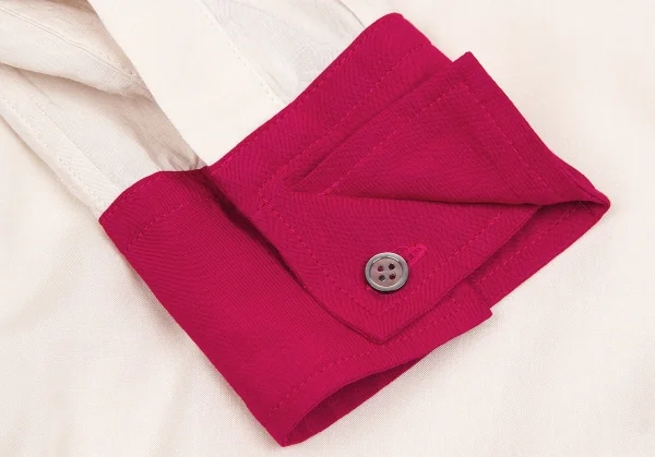 【SALE】ヨウジヤマモトノアール Yohji Yamamoto NOIR レーヨンデザインカラーロングブラウス 淡ベージュ紺エンジ2 K-62924_010