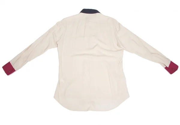 【SALE】ヨウジヤマモトノアール Yohji Yamamoto NOIR レーヨンデザインカラーロングブラウス 淡ベージュ紺エンジ2 K-62924_013