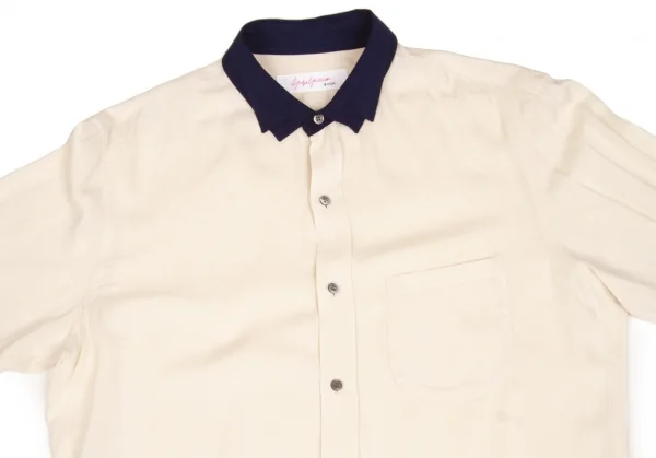 【SALE】ヨウジヤマモトノアール Yohji Yamamoto NOIR レーヨンデザインカラーロングブラウス 淡ベージュ紺エンジ2 K-62924_003