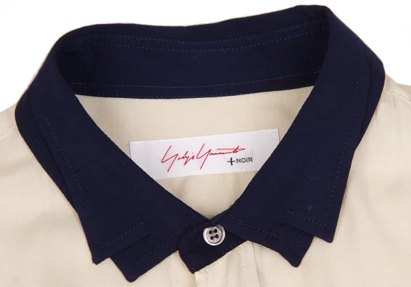 【SALE】ヨウジヤマモトノアール Yohji Yamamoto NOIR レーヨンデザインカラーロングブラウス 淡ベージュ紺エンジ2 K-62924_004