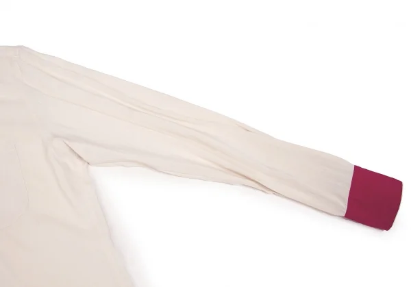 【SALE】ヨウジヤマモトノアール Yohji Yamamoto NOIR レーヨンデザインカラーロングブラウス 淡ベージュ紺エンジ2 K-62924_008