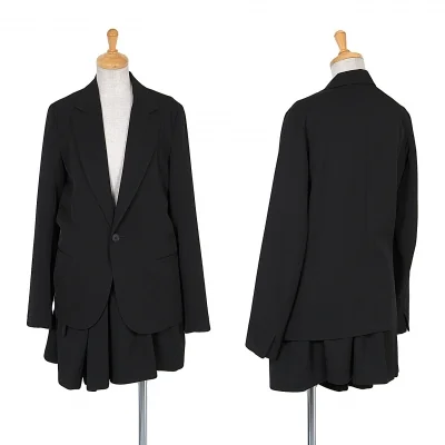 リミフゥLIMI feu ウールギャバノッチドラペルセットアップ 黒