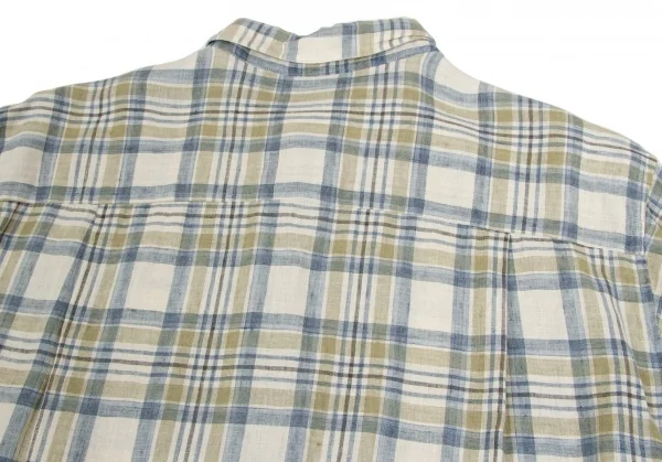 【SALE】パパスPapas リネンボタンダウン半袖シャツ 淡青淡カーキ他48Ｍ K-62957_011