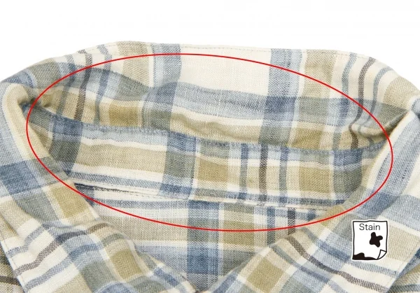 【SALE】パパスPapas リネンボタンダウン半袖シャツ 淡青淡カーキ他48Ｍ K-62957_003