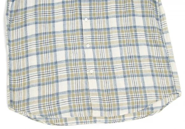 【SALE】パパスPapas リネンボタンダウン半袖シャツ 淡青淡カーキ他48Ｍ K-62957_008