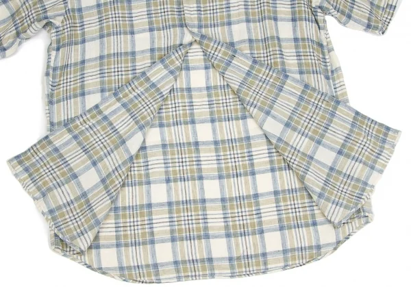 【SALE】パパスPapas リネンボタンダウン半袖シャツ 淡青淡カーキ他48Ｍ K-62957_009