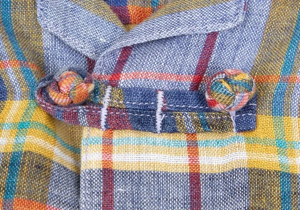 【SALE】パパスPapas リネンマドラスチェックチャイナボタン半袖シャツ 淡紺赤黄他 マルチL K-62958_004