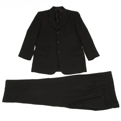 イッセイミヤケISSEY MIYAKEアイムプロダクト im product ウールポリノッチドラペル3Bセットアップスーツ 黒