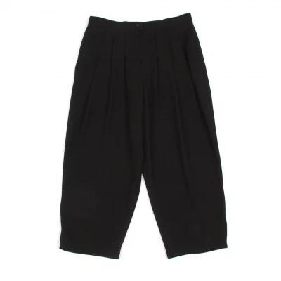 アニエスベーagnes b. トリアセテートタッククロップドパンツ 黒