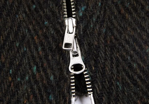 【SALE】ワイズY's ヘリンボーンダブルジップウールニットブルゾン カーキミックス2 K-63119_010