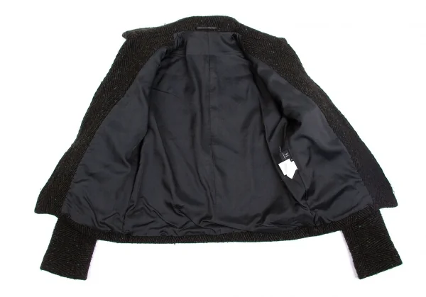 【SALE】ワイズY's ヘリンボーンダブルジップウールニットブルゾン カーキミックス2 K-63119_011