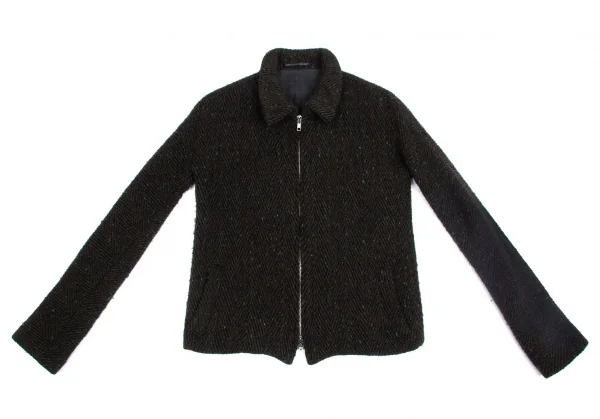 【SALE】ワイズY's ヘリンボーンダブルジップウールニットブルゾン カーキミックス2 K-63119_002