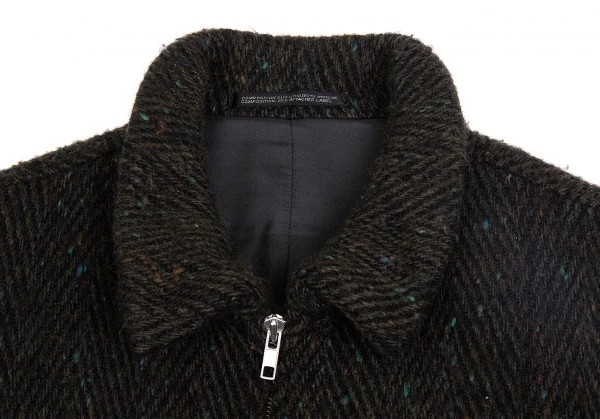 【SALE】ワイズY's ヘリンボーンダブルジップウールニットブルゾン カーキミックス2 K-63119_003