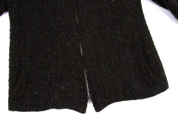 【SALE】ワイズY's ヘリンボーンダブルジップウールニットブルゾン カーキミックス2 K-63119_008