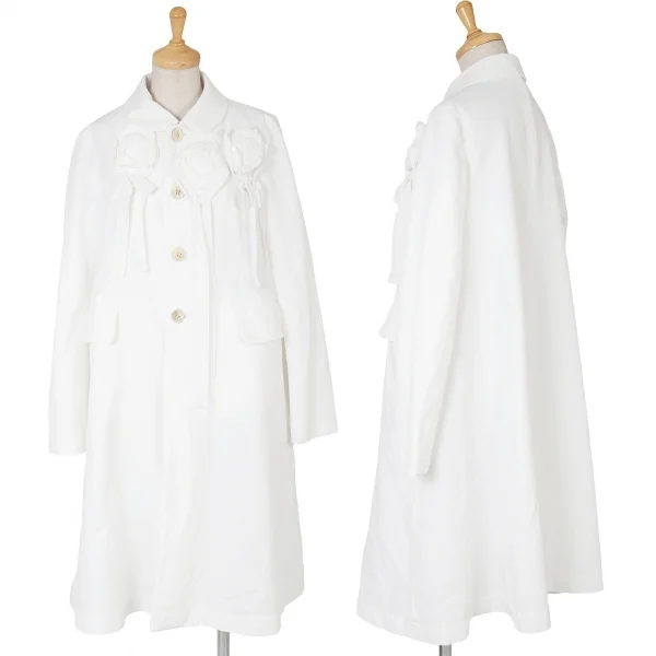 コムコム コムデギャルソンCOMME des GARCONS ポリエステルしわ加工コサージュロングジャケット