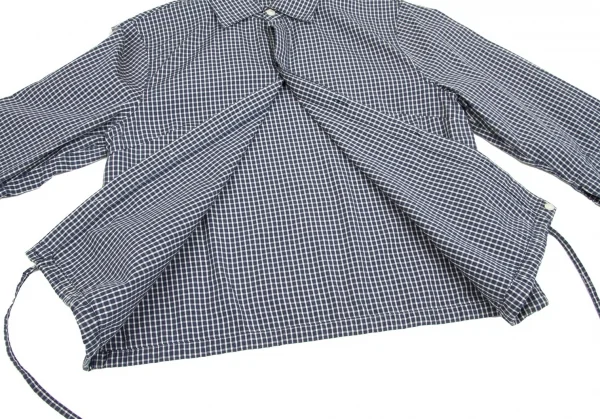 【SALE】45rpm コットンチェックフライフロントシャツ 紺白1 K-63303_010