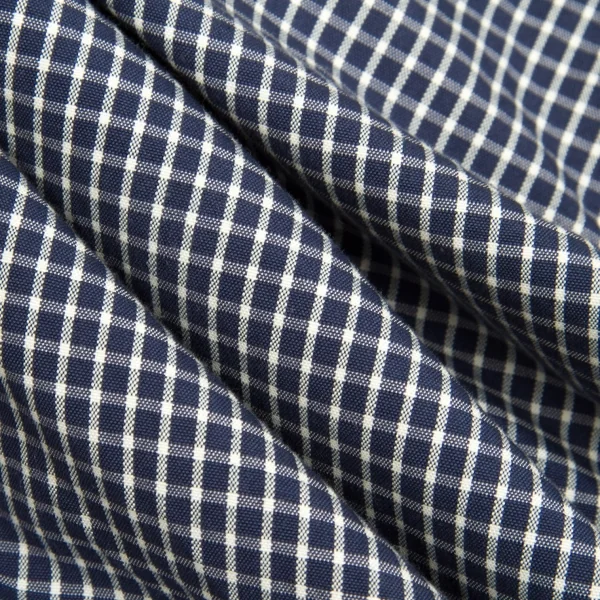 【SALE】45rpm コットンチェックフライフロントシャツ 紺白1 K-63303_012