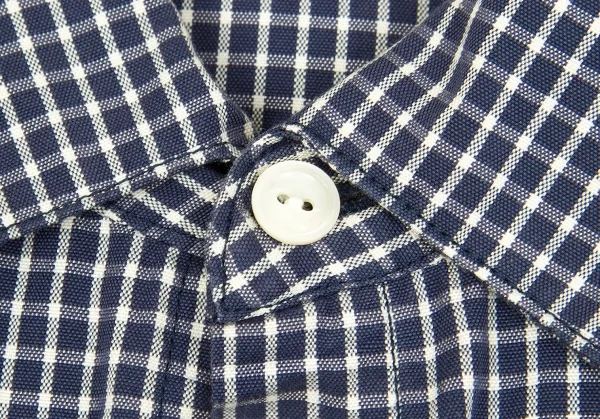 【SALE】45rpm コットンチェックフライフロントシャツ 紺白1 K-63303_004