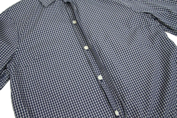 【SALE】45rpm コットンチェックフライフロントシャツ 紺白1 K-63303_005