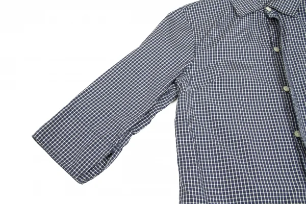 【SALE】45rpm コットンチェックフライフロントシャツ 紺白1 K-63303_006