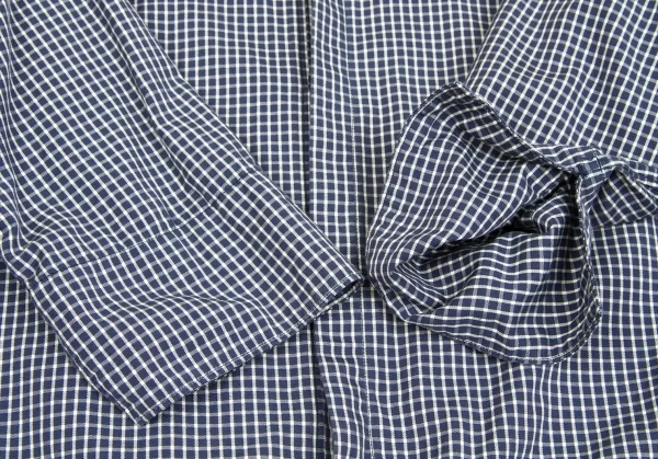 【SALE】45rpm コットンチェックフライフロントシャツ 紺白1 K-63303_007