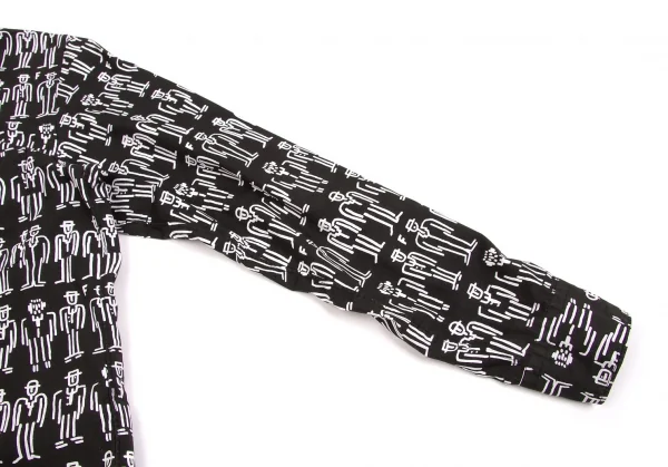 【SALE】ブラックコムデギャルソンBLACK COMME des GARCONS 人プリント長袖シャツ 黒白S K-63343_010