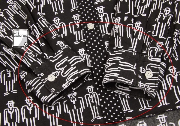 【SALE】ブラックコムデギャルソンBLACK COMME des GARCONS 人プリント長袖シャツ 黒白S K-63343_011