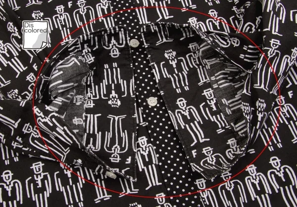 【SALE】ブラックコムデギャルソンBLACK COMME des GARCONS 人プリント長袖シャツ 黒白S K-63343_012