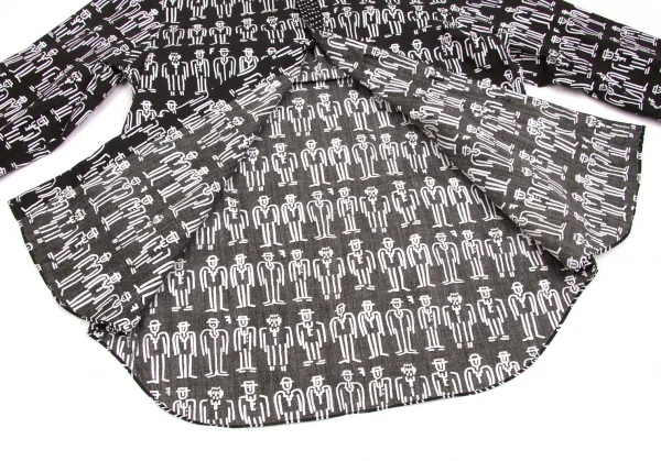 【SALE】ブラックコムデギャルソンBLACK COMME des GARCONS 人プリント長袖シャツ 黒白S K-63343_014