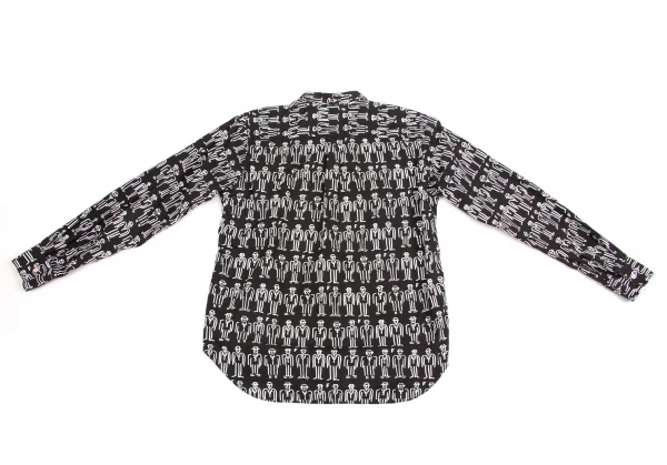 【SALE】ブラックコムデギャルソンBLACK COMME des GARCONS 人プリント長袖シャツ 黒白S K-63343_015