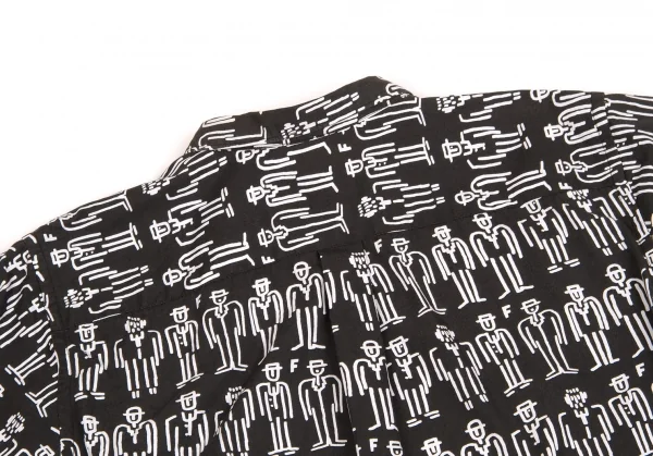 【SALE】ブラックコムデギャルソンBLACK COMME des GARCONS 人プリント長袖シャツ 黒白S K-63343_016