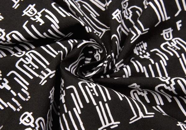 【SALE】ブラックコムデギャルソンBLACK COMME des GARCONS 人プリント長袖シャツ 黒白S K-63343_018