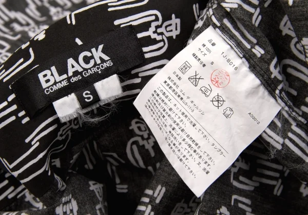【SALE】ブラックコムデギャルソンBLACK COMME des GARCONS 人プリント長袖シャツ 黒白S K-63343_019
