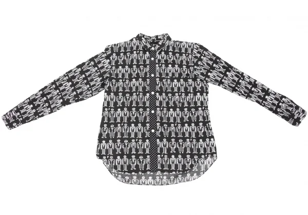 【SALE】ブラックコムデギャルソンBLACK COMME des GARCONS 人プリント長袖シャツ 黒白S K-63343_002