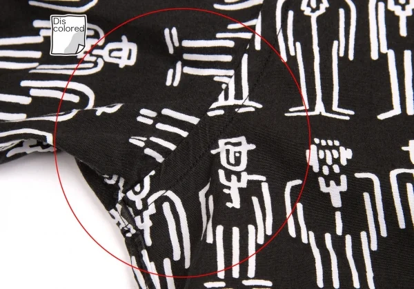 【SALE】ブラックコムデギャルソンBLACK COMME des GARCONS 人プリント長袖シャツ 黒白S K-63343_004