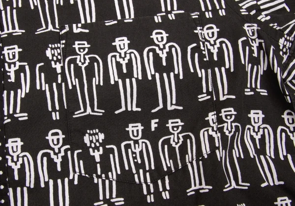 【SALE】ブラックコムデギャルソンBLACK COMME des GARCONS 人プリント長袖シャツ 黒白S K-63343_009