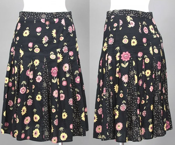MOSCHINO CHEAPANDCHIC Floral flared skirt Black 38(S) P-759_001