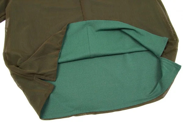 【SALE】ワイズY's リバーシブルネット半袖ボタンネックカットソー カーキ緑M位 K-63425_010