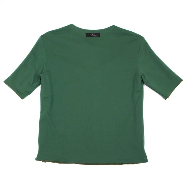 【SALE】ワイズY's リバーシブルネット半袖ボタンネックカットソー カーキ緑M位 K-63425_013